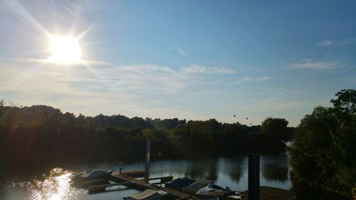 Scenic view of swimming pool against sky during sunset