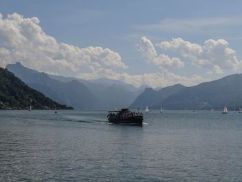 Scenic view of sea against cloudy sky