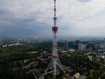 High angle view of buildings in city