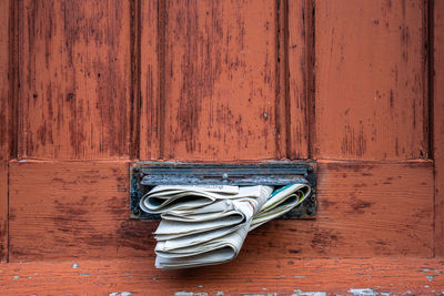 Close-up of old wooden door