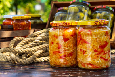 Close-up of food on table