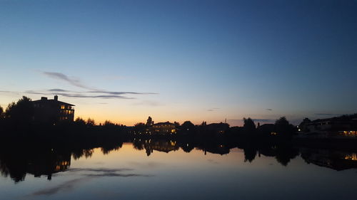 Scenic view of calm lake at sunset