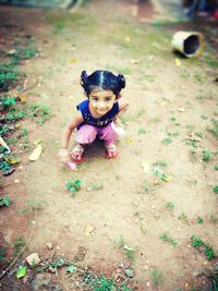 High angle portrait of cute girl