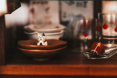 Close-up of tea in bowl on table