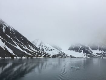 Scenic view of snow covered mountains