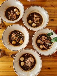 High angle view of food on table