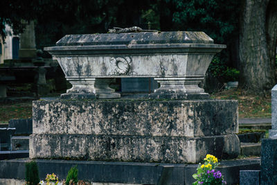 View of cross on cemetery