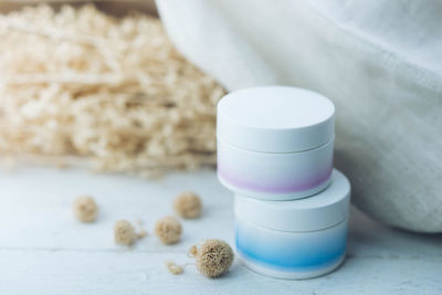 Close-up of tea cup on table