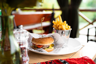 Close-up of food on table