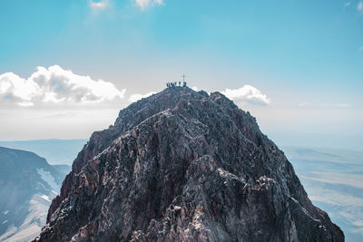 Panoramic view of rock formations in sea