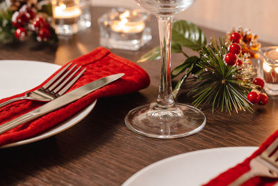 High angle view of food on table