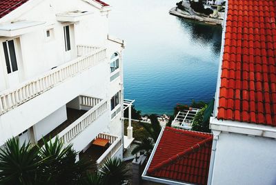 Houses seen through window