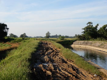 Scenic view of land against sky