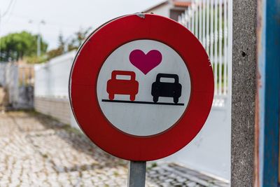 Close-up of road sign