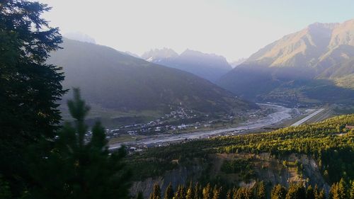 Scenic view of mountains against sky
