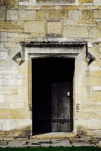 Closed door of historic building