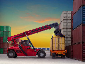 Cargo containers at distribution warehouse