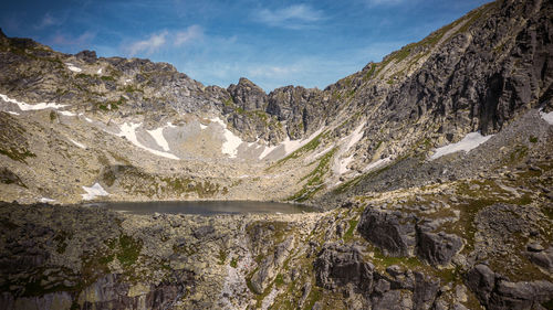 Panoramic view of rocky mountains against sky