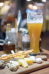 Close-up of drinks on table