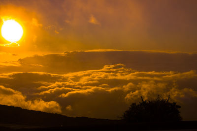 Scenic view of dramatic sky during sunset