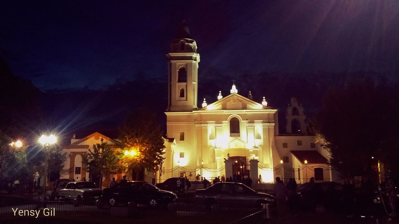 VIEW OF CHURCH AT NIGHT
