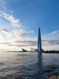 Scenic view of sea against cloudy sky
