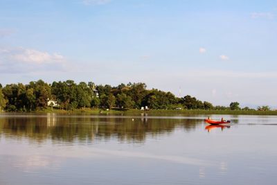 Scenic view of lake against sky