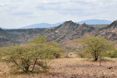 Scenic view of mountains against sky