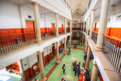 High angle view of people in shopping mall