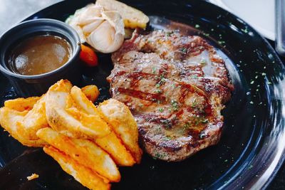 Close-up of food served in plate