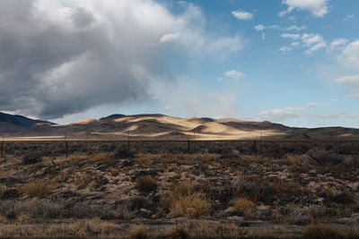 Scenic view of landscape against cloudy sky