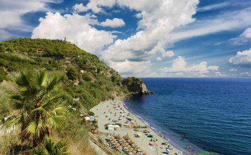 High angle view of sea against sky