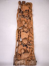 Close-up of carving on wall