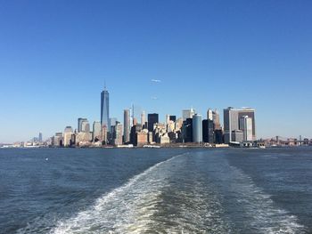 City skyline against clear sky