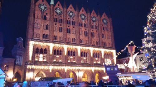 View of illuminated building at night