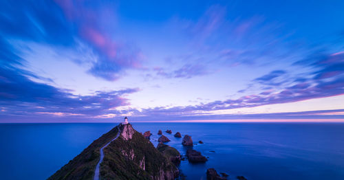 Scenic view of sea against sky at sunset