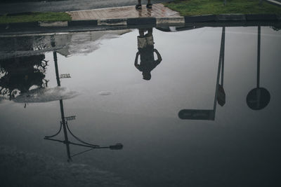 Reflection of puddle in water