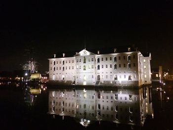 Illuminated buildings at night