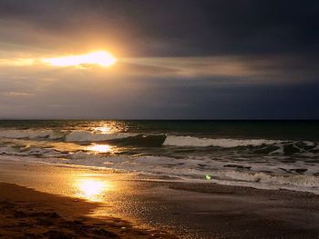 Scenic view of sea at sunset