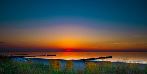Scenic view of sea against sky during sunset