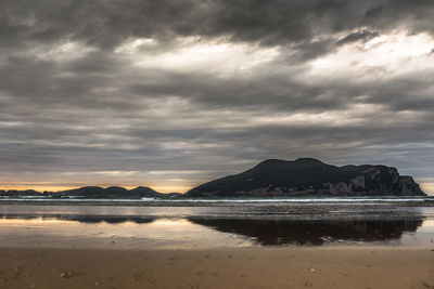 Scenic view of sea against cloudy sky