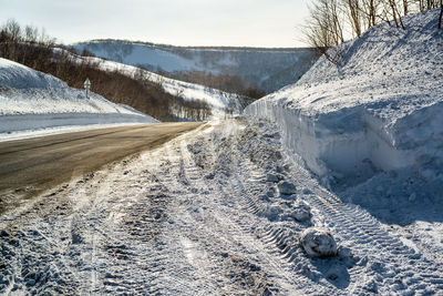 Scenic view of snow covered landscape