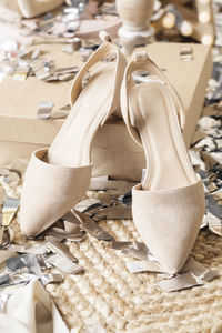 High angle view of shoes