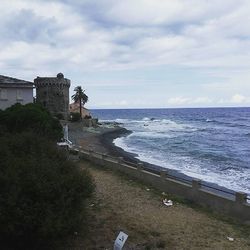 View of sea against cloudy sky