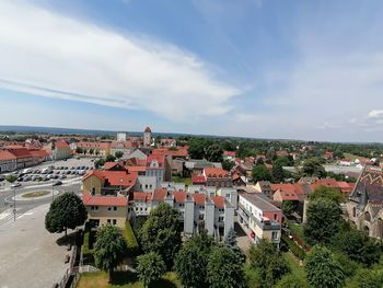 High angle view of townscape against sky