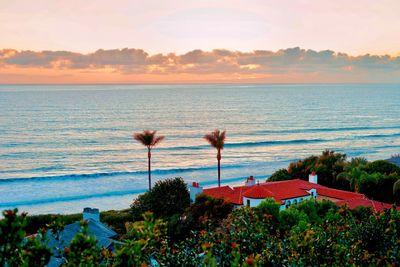 Scenic view of sea against sky during sunset