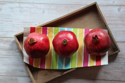 High angle view of fruits on table