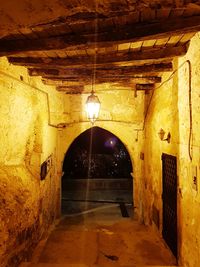 Illuminated corridor of building