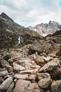 Scenic view of rocky mountains against sky