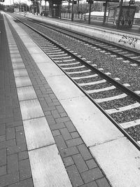 High angle view of railroad station platform